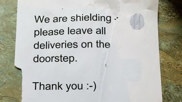 Our shielding sign on our front door
