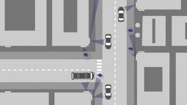 Illustration of antennas working on a city street