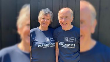 Sally and Terry Paque in the Parkinson's fundraising t-shirts