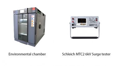 Environmental chamber and Schleich MTC2 6kV Surge tester