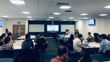 A talk happening at the year three project workshop