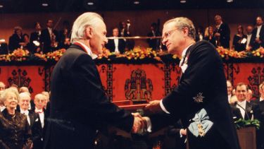 Harry Kroto receiving his Nobel prize