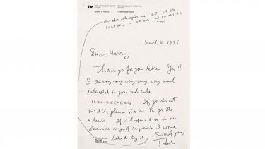 Hand written letter from the Nation Research Council, Canada, 1975.