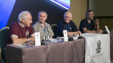 Harry Kroto speaking on a panel