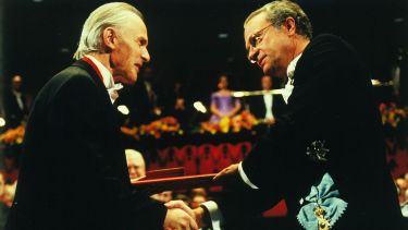 Harry Kroto receiving his Nobel prize