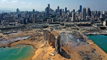 An image of Beirut harbour after the explosions