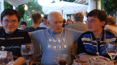 Harry Kroto on Brioni Island with two asteroid chasers 