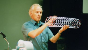 Sir Harry Kroto with a nanotube