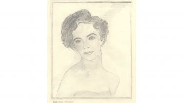 Sir Harry Kroto's drawing of Elizabeth Taylor from school
