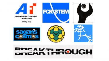 A range of used and unused logos created by Sir Harry Kroto