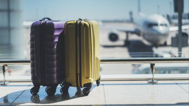 Picture of two suitcases at an airport