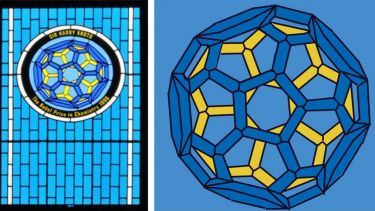 Stained glass window designed by Harry Kroto at Florida State University