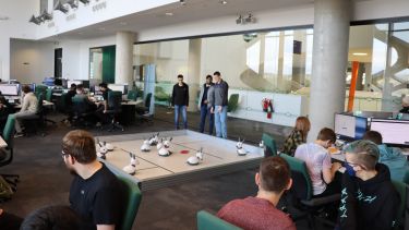 Students in a lab in the Diamond programming robot rabbits