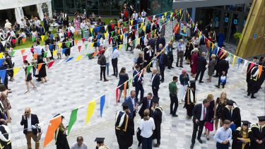 Summer graduation concourse looking busy