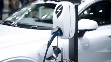 A photo of an electric car charging
