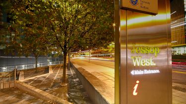 Jessop West sign at night