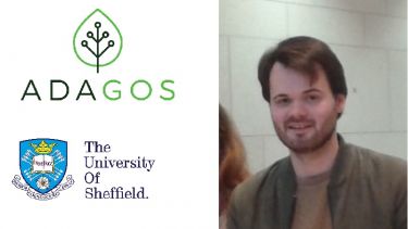 Cameron James, Spinner Fellow with Adagos and The University of Sheffield Logos