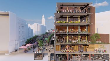 Architectural plans by Joseph Chapman and Bor-Ren Hui for buildings on Fargate Highstreet
