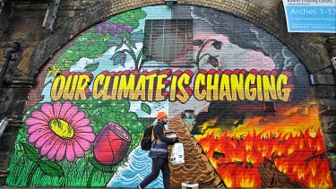 A mural near the COP26 summit showing how our climate is changing