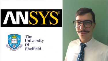 Marco Sensale with Ansys and The University of Sheffield Logos
