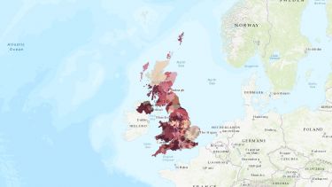 A map showing the extent of food insecurity in the UK.