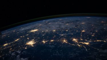 A picture of part of the earth, at night, from NASA