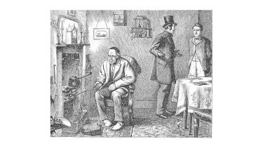 “We found the aged heating the poker, with expectant eyes” by F. A. Fraser. c. 1877. 4.6 x 5.9 inches. An illustration for the Household Edition of Dickens’s Great Expectations.