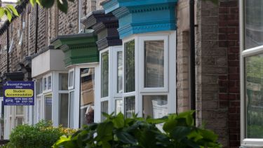 An image of terraced housing in a student area of Sheffield