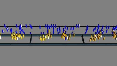 Modelling output showing people boarding and alighting a train