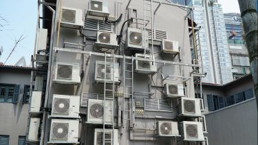 Air conditioning units on wall