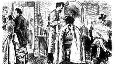 Drawing of a barber in 1800