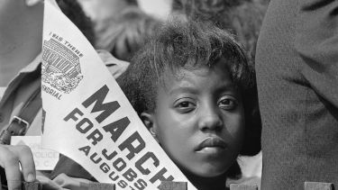  Young woman at the Civil Rights March on Washington, D.C. on August 28, 1963.
