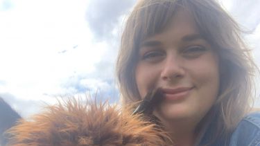 A photograph of Georgina whilst on an alpaca trek!