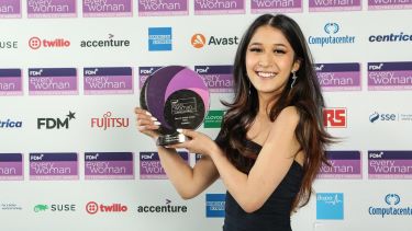 Student winning an award