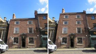 A building in Sheffield and what it could look like with a vertical extension