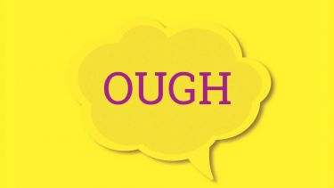 An image of a speech bubble with the ending "OUGH" in it