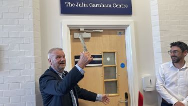Len Garnham opening the Julia Garnham alongside Dr Adam Hodgson