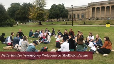 group of students in Weston Park in Sheffield at the start of the academic year
