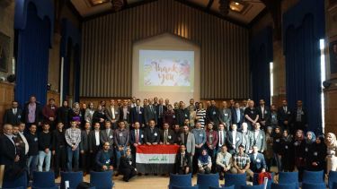 Many Iraqi medical students stand together at the University of Sheffield's first Iraqi Student Conference in 2017