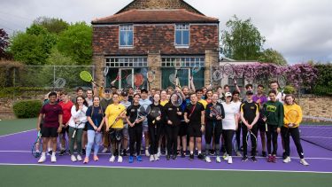 A photo showing members of the University of Sheffield Tennis Club