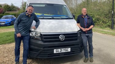 Tony and Richard departing on their second trip to Poland to deliver supplies.