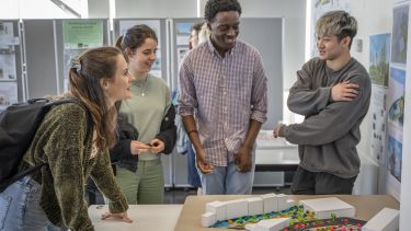 BA Landscape Architecture students with a site model