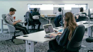 Students working in the Information Commons.