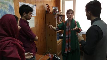 Dr Cayenna Ponchione-Bailey with conducting students at the Afghanistan National Institute of Music in 2018.