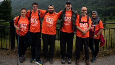 A photo of Professor Mimoun Azzouz and his research team taking part in the Big Walk