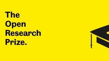 Graphic with yellow background, black text that says "The Open Research Prize"