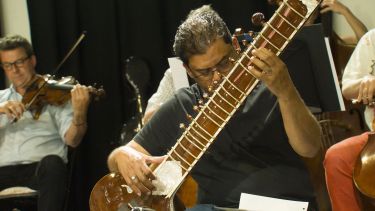 Musician playing traditional Afghan instrument