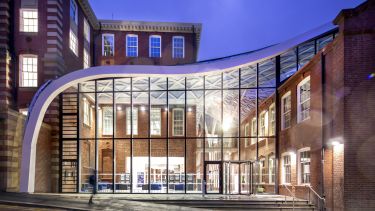 Faculty of Engineering's Heartspace building from Portobello entrance at night