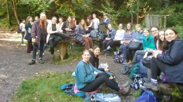 Group of students having a picnic in the peak District