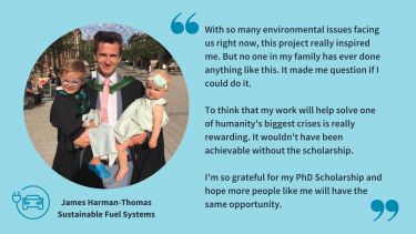 James is so grateful for his PhD scholarship